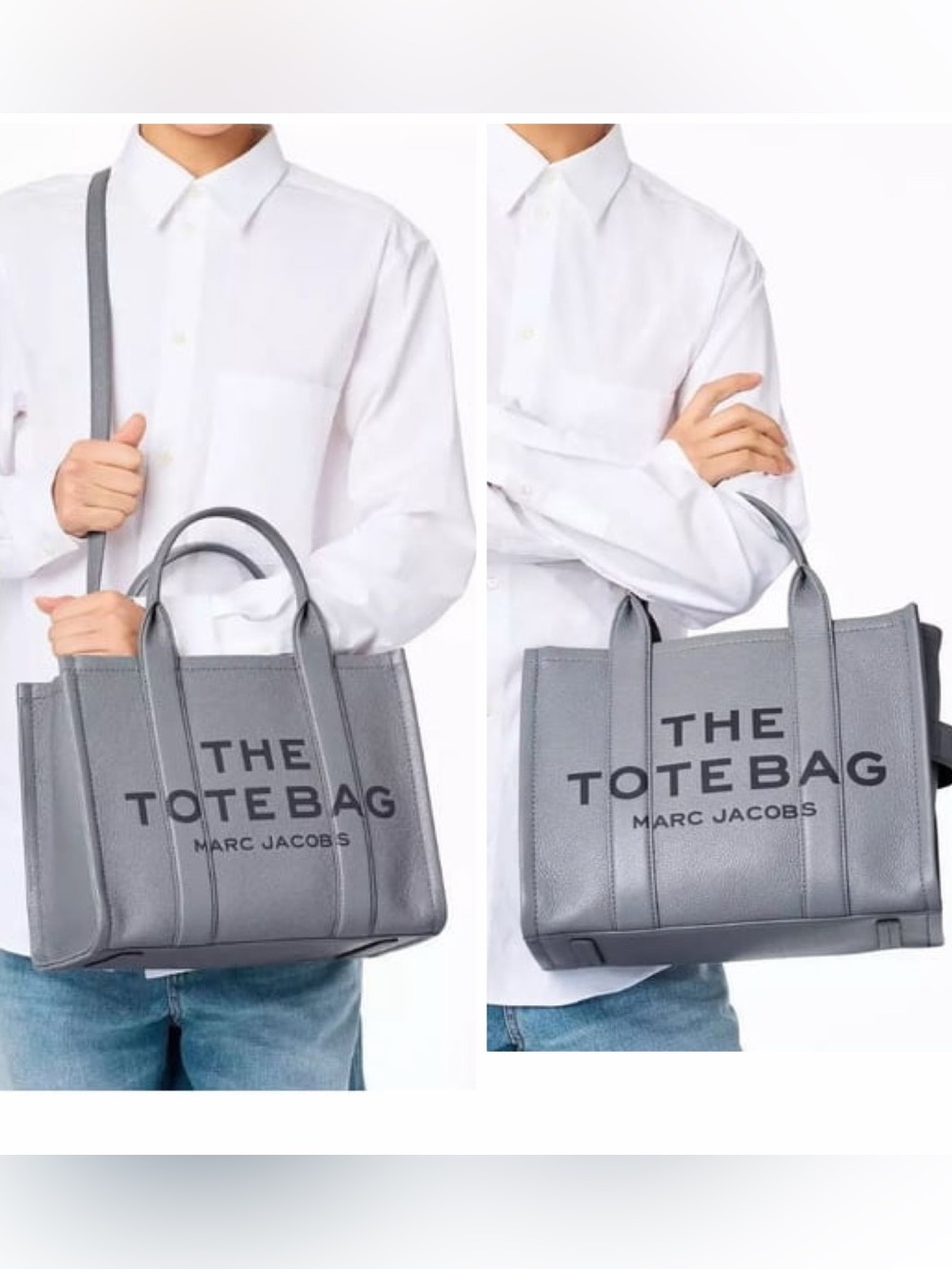 Marc Jacobs Medium Gray The Tote Bag Leather Tote